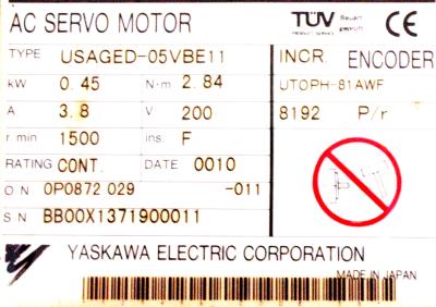 Yaskawa USAGED-05VBE11 label image