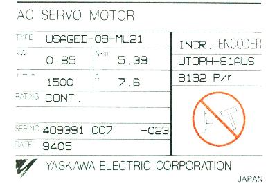 Yaskawa USAGED-09-ML21 label image