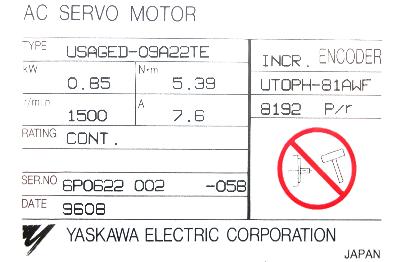 Yaskawa USAGED-09A22TE label image