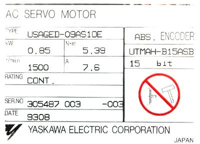 Yaskawa USAGED-09AS1OE label image