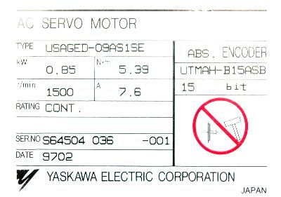 Yaskawa USAGED-09AS1SE label image