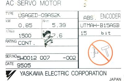Yaskawa USAGED-09AS2K label image