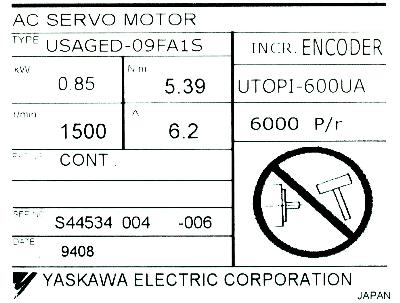 Yaskawa USAGED-09FA1S label image
