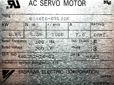 Yaskawa USAGED-09L22K label image