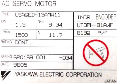 Yaskawa USAGED-13AMW11 label image