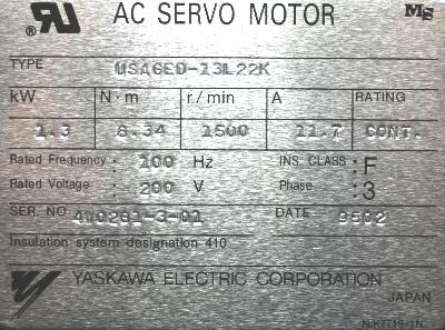 Yaskawa USAGED-13L22K label image