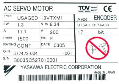 Yaskawa USAGED-13VTXM1 label image