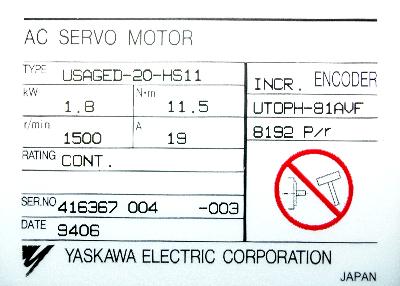 Yaskawa USAGED-20-HS11 label image