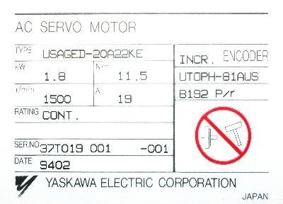 Yaskawa USAGED-20A22KE label image