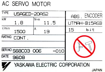 Yaskawa USAGED-20AS2 label image
