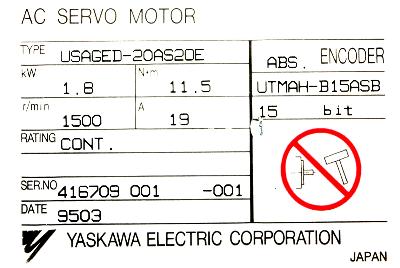 Yaskawa USAGED-20AS2OE label image