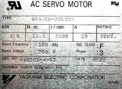 Yaskawa USAGED-20L22K label image
