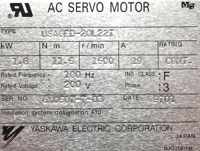 Yaskawa USAGED-20L22T label image