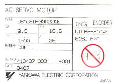 Yaskawa USAGED-30A22KE label image