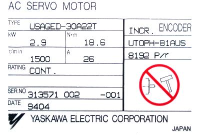 Yaskawa USAGED-30A22T label image