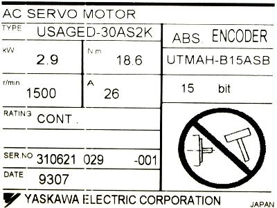 Yaskawa USAGED-30AS2K label image