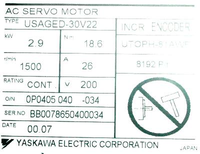 Yaskawa USAGED-30V22 label image
