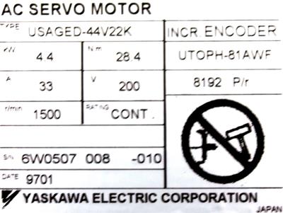 Yaskawa USAGED-44V22K label image