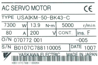 Yaskawa USAIKM-50-BK43-C label image