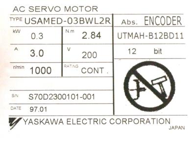 New Refurbished Exchange Repair  Yaskawa Motors-AC Servo USAMED-03BWL2R Precision Zone