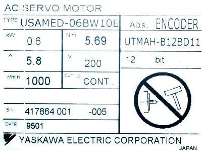Yaskawa USAMED-06BW1OE label image