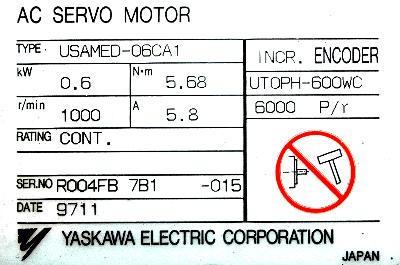 Yaskawa USAMED-06CA1 label image
