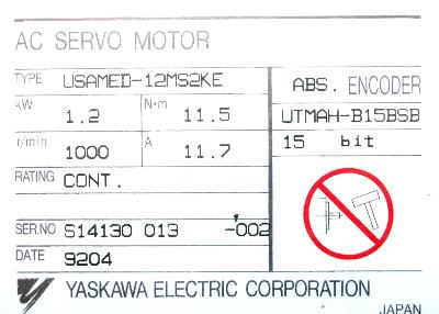 Yaskawa USAMED-12MS2KE label image