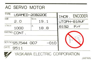 Yaskawa USAMED-20B22OE label image