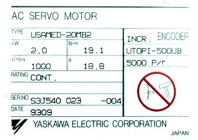 Yaskawa USAMED-20MB2 label image