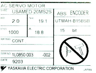 Yaskawa USAMED-20MS2S label image