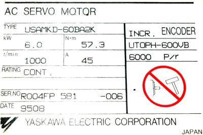 Yaskawa USAMKD-60BA2K label image