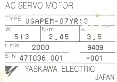 Yaskawa USAPEM-07YR13 label image