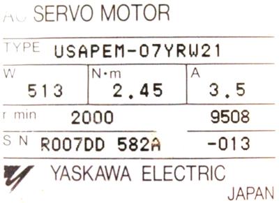 Yaskawa USAPEM-07YRW21 label image