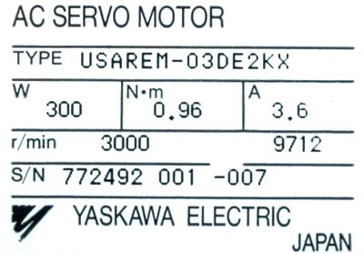Yaskawa USAREM-03DE2KX label image
