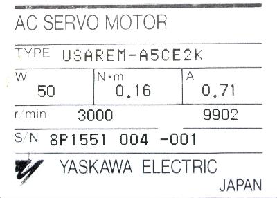 Yaskawa USAREM-A5CE2K label image
