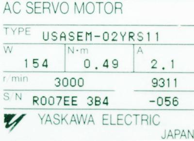 Yaskawa USASEM-02YRS11 label image