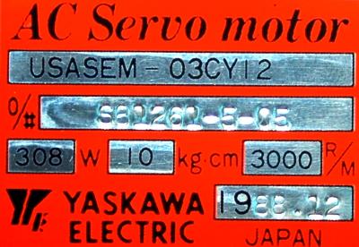 Yaskawa USASEM-03CY12 label image