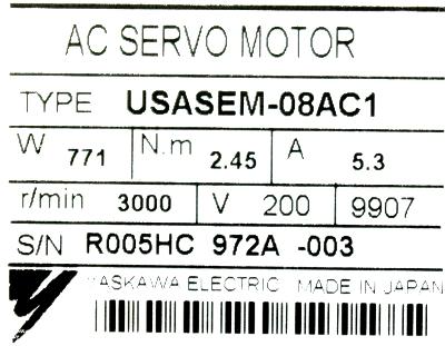 Yaskawa USASEM-08AC1 label image