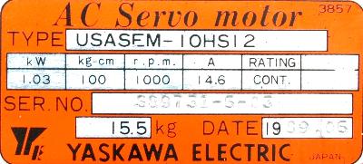 Yaskawa USASEM-10HS12 label image