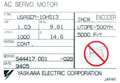 Yaskawa USASEM-10HS13 label image