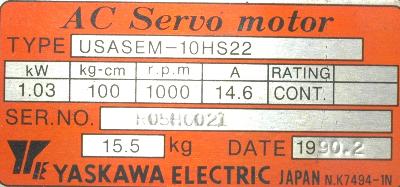 Yaskawa USASEM-10HS22 label image