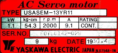 Yaskawa USASEM-13YR11 label image