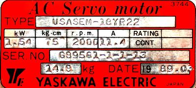 Yaskawa USASEM-18YR22 label image