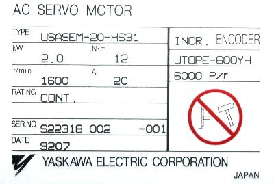 Yaskawa USASEM-20-HS31 label image