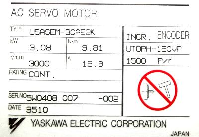 Yaskawa USASEM-30AE2K label image