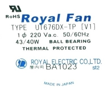 Toyo Fan UT676DX-TP-V1 label image