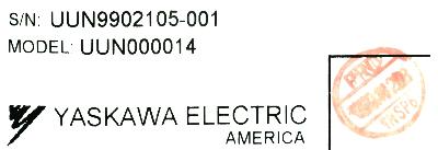 Yaskawa UUN000014 label image