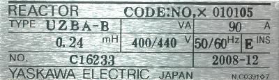 Yaskawa UZBA-B-90A-0.24MH-400-440V label image