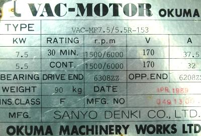 Okuma VAC-MF7.5-5.5R-153 label image