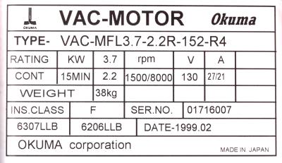 Okuma VAC-MFL3.7-2.2R-152-R4 label image